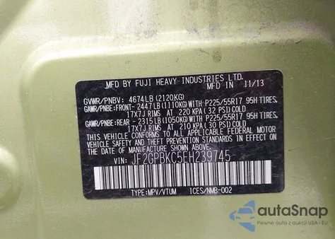 2014 Subaru Xv Crosstrek 2.0I Touring from USA, damaged, VIN JF2GPBKC5EH239745
